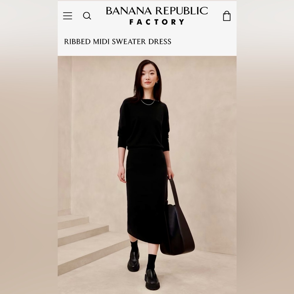 Banana Republic Black Midi Dress NWT